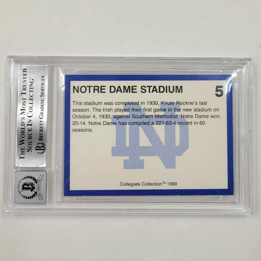 Rudy Ruettiger autograph signed 1990 Notre Dame Promo #5 card BGS BAS 10 Auto