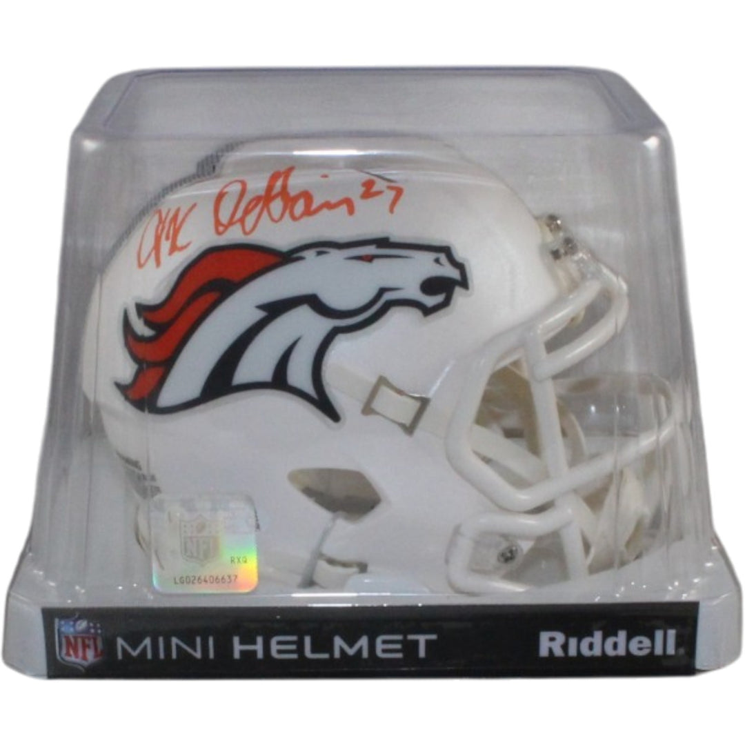 JK Dobbins Autogrraphed/Signed Denver Broncos 24 Alt Mini Helmet JSA 57175
