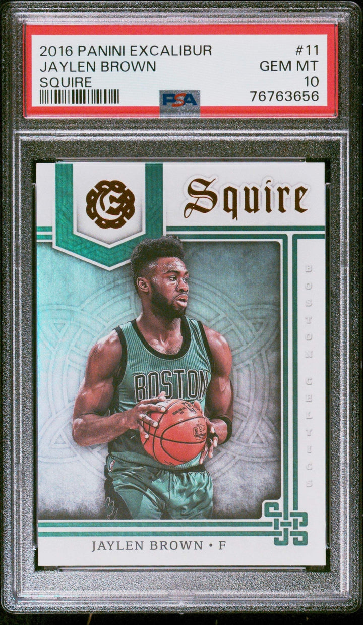 Graded 2016 Panini Excalibur Jaylen Brown #11 Squire RC Basketball Card PSA 10