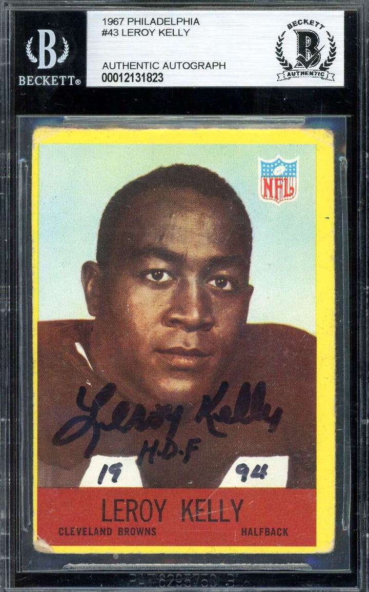 Leroy Kelly Beckett BAS Signed 1967 Philadelphia Gum Rookie Autograph