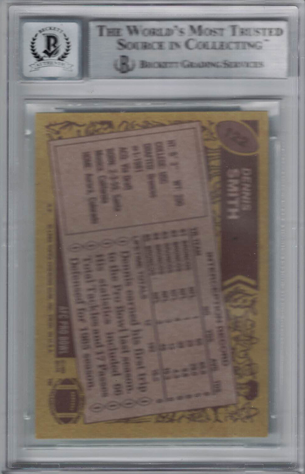 Dennis Smith Autographed 1986 Topps #122 Rookie Card Beckett Slabbed 34304