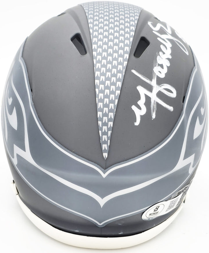Matt Hasselbeck Signed Seattle Seahawks Slate Gray Speed Mini Helmet Beckett Wit