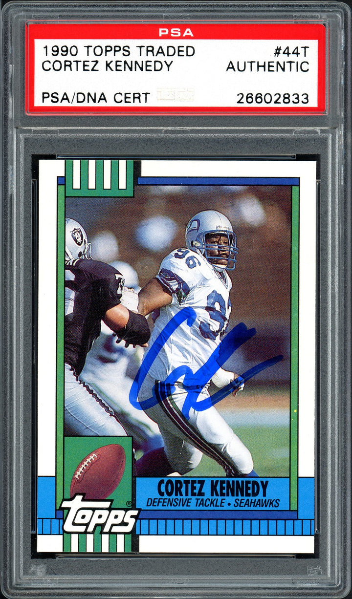 Cortez Kennedy Auto Signed 1990 Topps Traded RC 44T Seattle Seahawks PSA/DNA