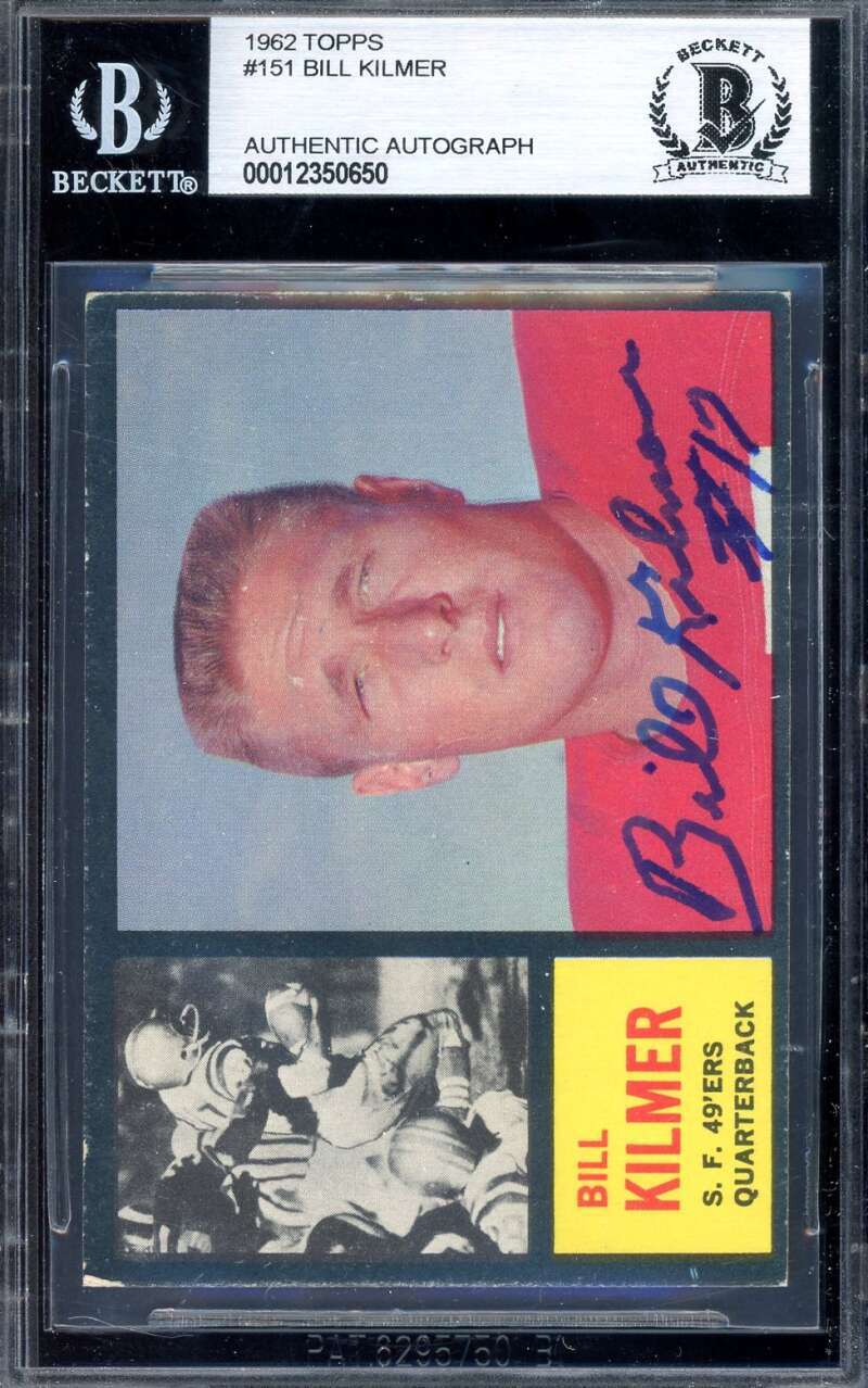 Bill Kilmer Beckett BAS Signed 1962 Topps Rookie Autograph