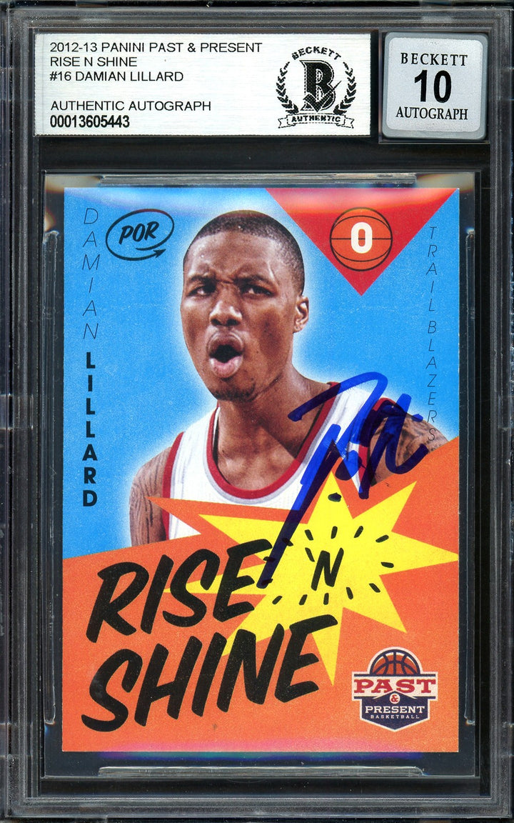 Damian Lillard Auto 2012-13 Panini Past Present Rise Shine RC 16 Sig 10 Beckett