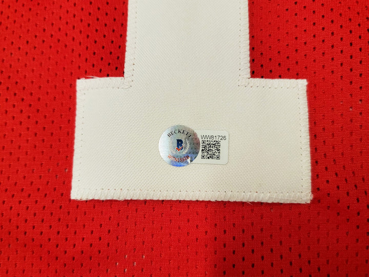 Ohio State Buckeyes Justin Fields Autographed Signed Red Jersey Beckett