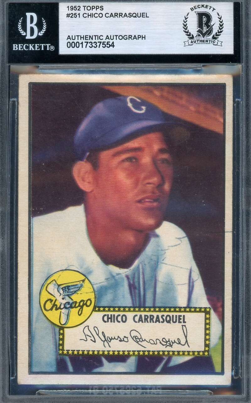 Chico Carrasquel Beckett BAS Vintage Signed 1952 Topps Autograph