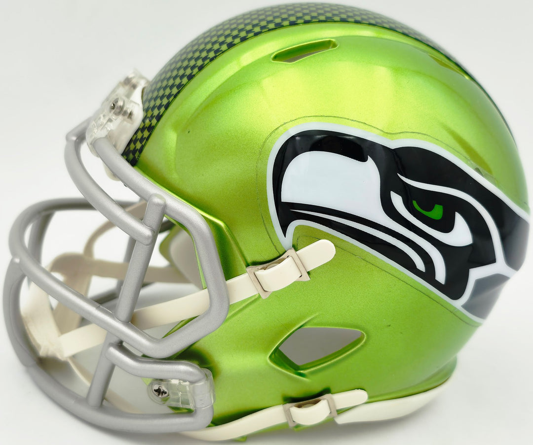 Ty Okada Signed Seahawks Flash Green Mini Helmet MCS Holo Marks