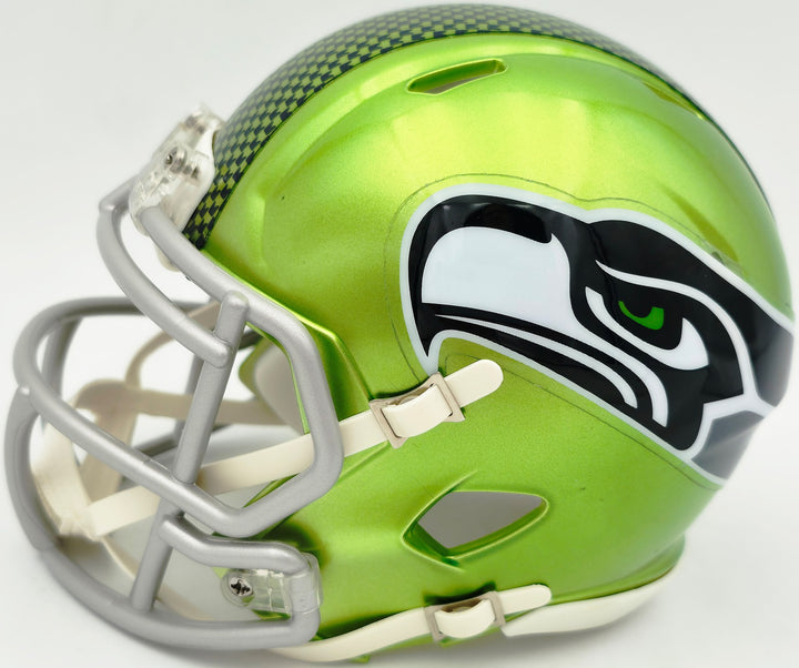Ty Okada Signed Seahawks Flash Green Mini Helmet MCS Holo Marks