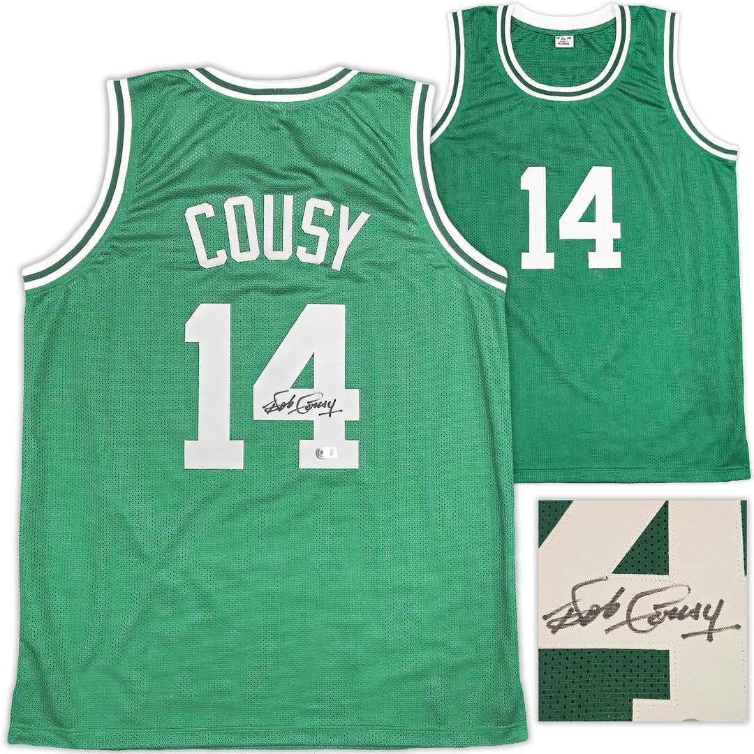 Boston Celtics Bob Cousy Signed Green Jersey Beckett Witness