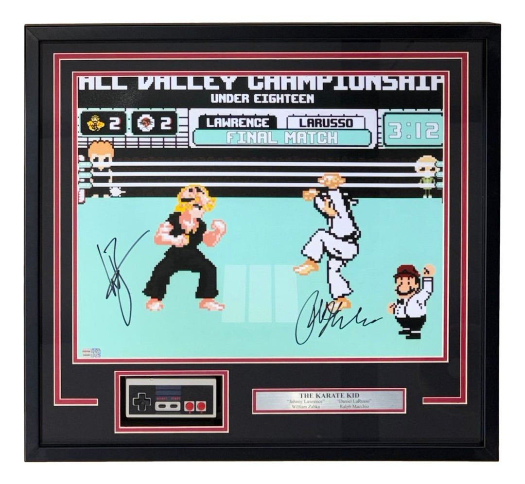 Ralph Macchio Zabka Signed Framed 16x20 Karate Kid Photo w/ Controller Tristar