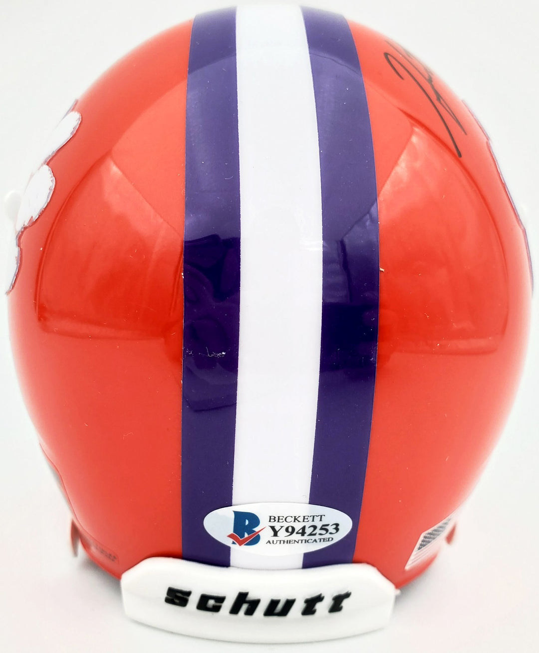 Hunter Renfrow Signed Clemson Tigers Orange Schutt Mini Helmet Beckett BAS