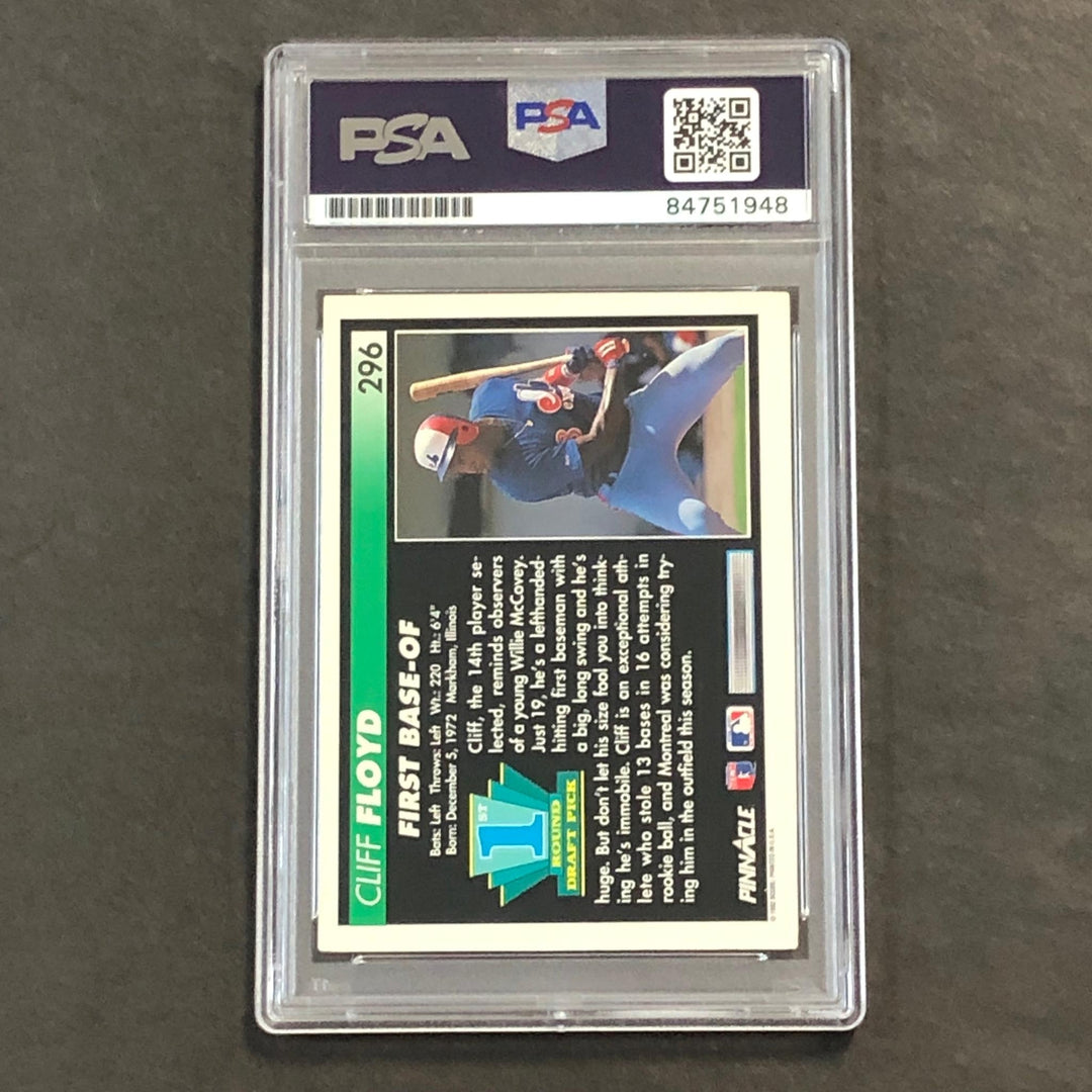 1992 Score Pinnacle #296 Cliff Floyd Signed Card PSA Slabbed Auto Expos