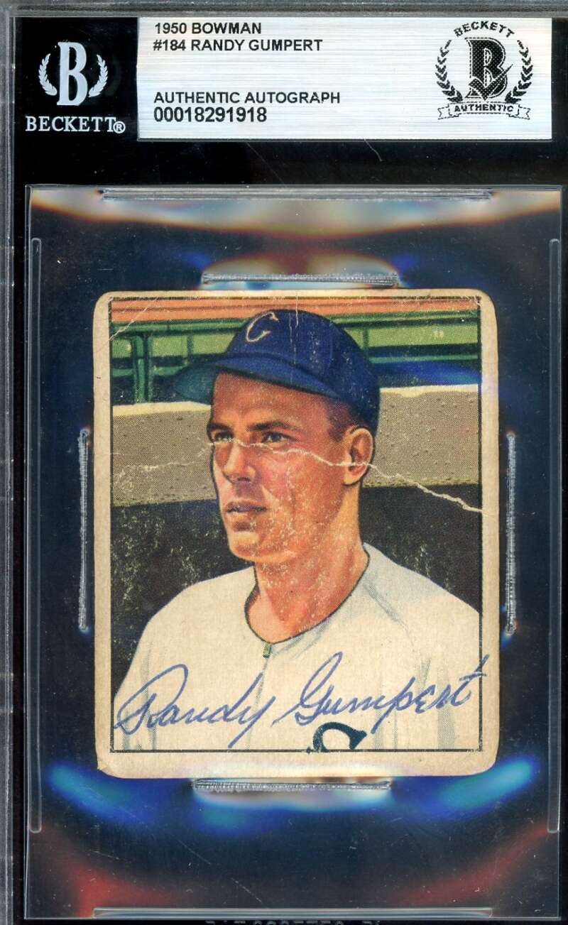 Randy Gumpert Beckett BAS Signed 1950 Bowman Autographed