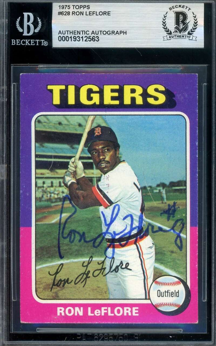 Ron LeFlore Beckett BAS Vintage Signed 1975 Topps Rookie Autograph