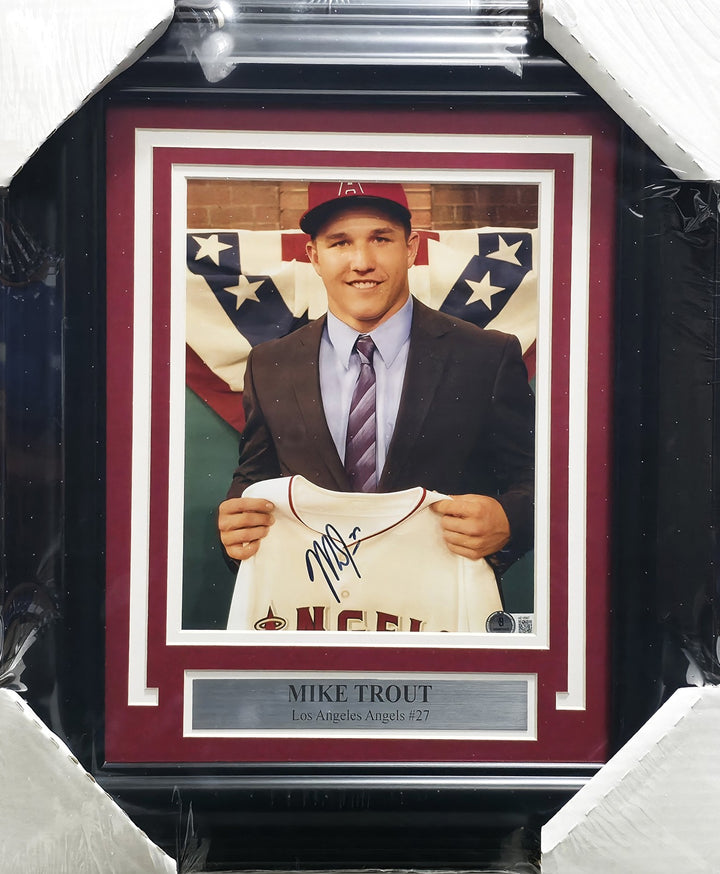 Mike Trout Signed Framed 8x10 Photo California Angels Beckett #AE16567