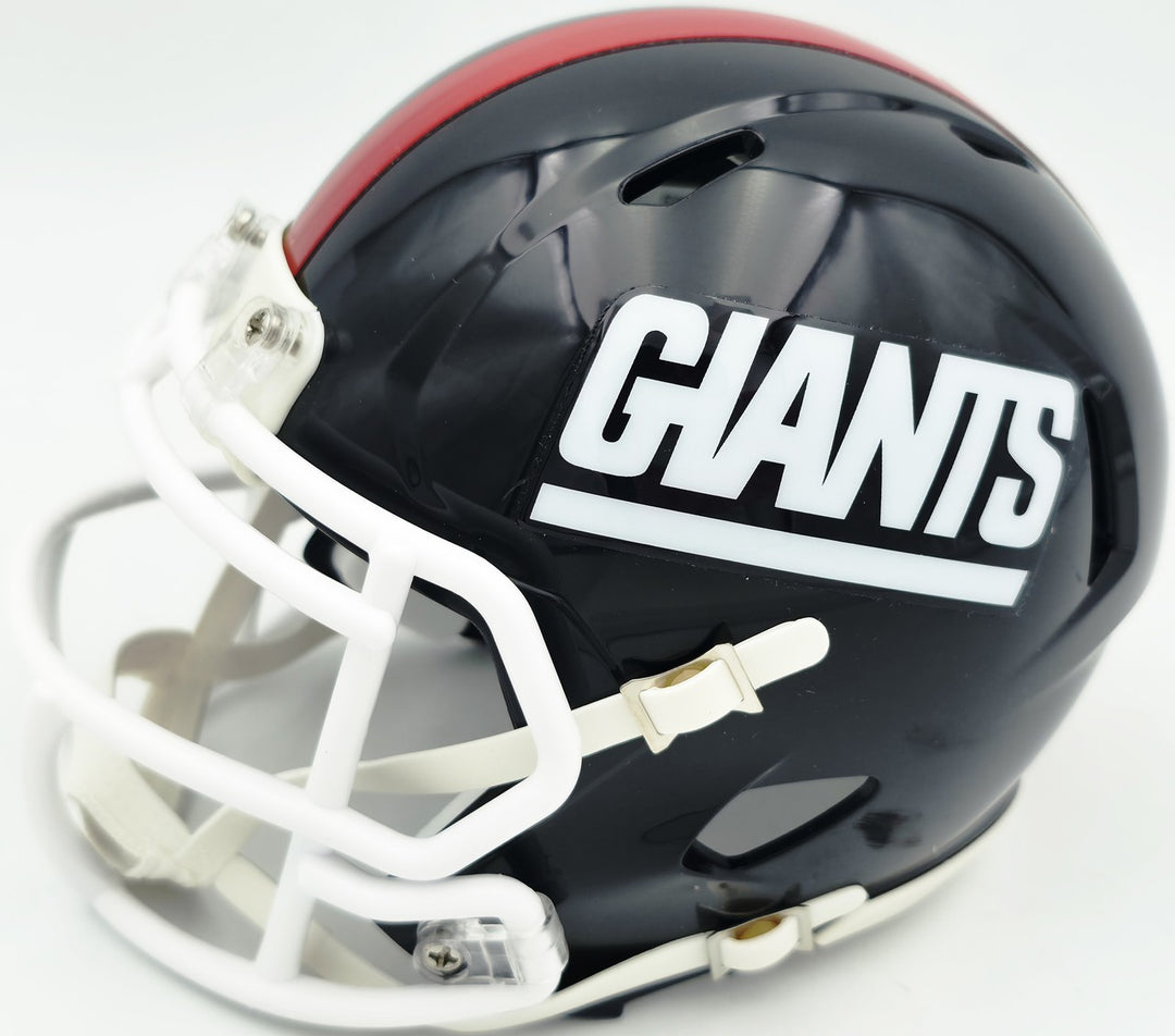 Lawrence Taylor Auto Giants Blue 1980-99 Throwback Speed Mini Helmet Beckett Wit