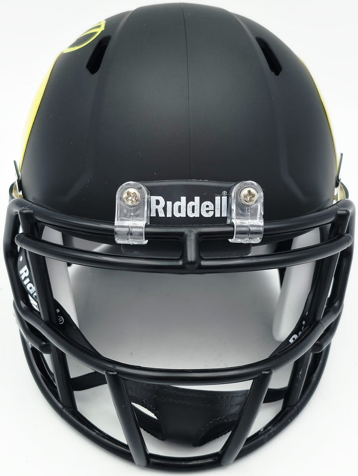 Tez Johnson Signed Oregon Ducks Matte Black Speed Mini Helmet JSA Witness