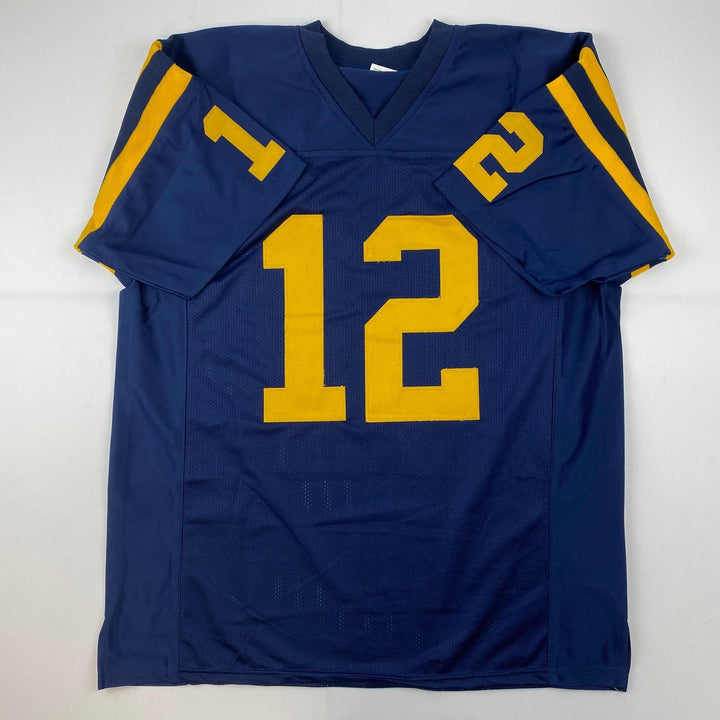 Facsimile Autographed Roger Staubach Navy Blue Reprint Jersey Size Men's XL