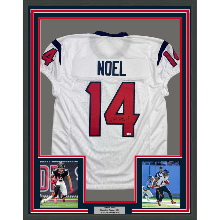 Framed Autographed/Signed Jaylin Noel 35x39 Houston White Jersey JSA COA