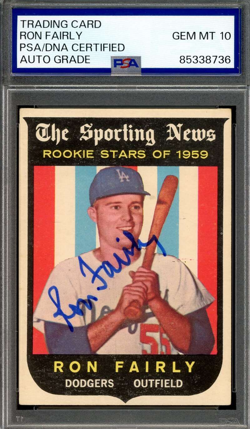 Ron Fairly Gem Mint 10 PSA DNA Signed 1959 Topps Rookie Star Autograph