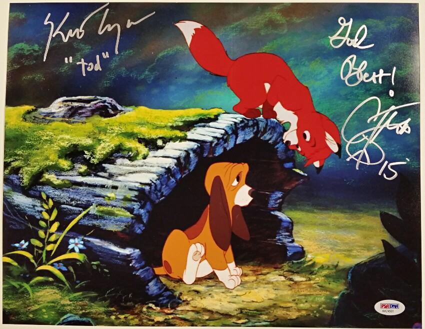 KEITH COOGAN + COREY FELDMAN Signed 11x14 Photo THE FOX AND THE HOUND w/ PSA/DNA