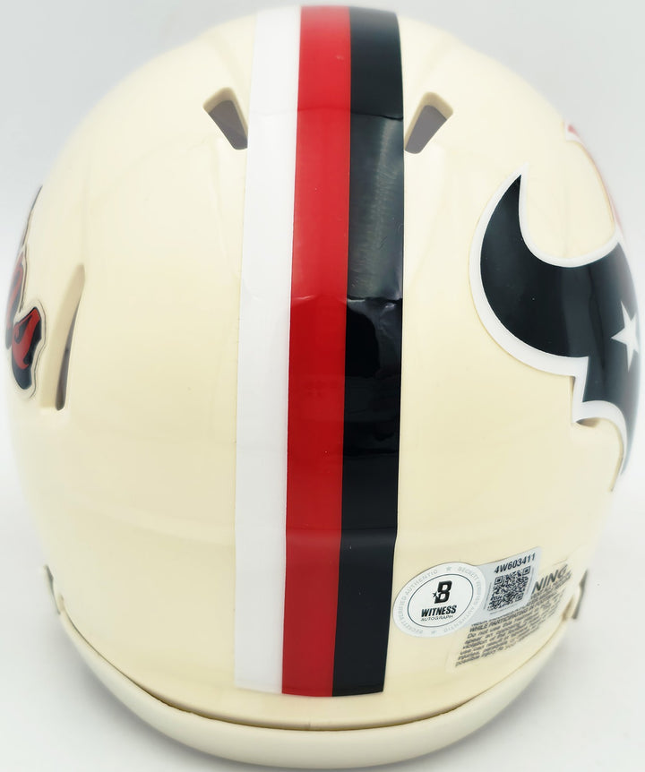 Andre Johnson Signed Texans Cream Retro Speed Mini Helmet Retro Beckett Witness