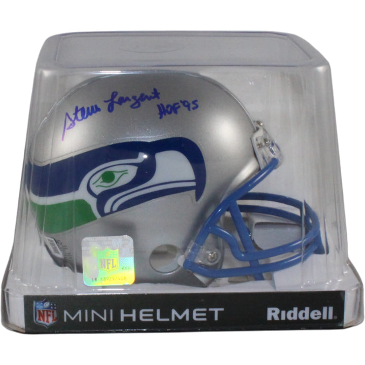 Steve Largent Autographed Seattle Seahawks Mini Helmet VSR4 HOF Beckett 54760