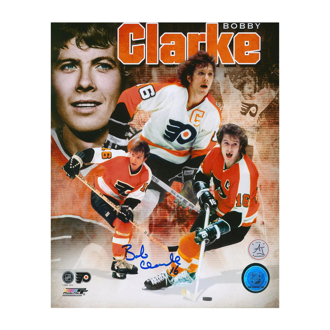 Bobby Clarke Philadelphia Flyers Autographed Collage 8x10 Photo.
