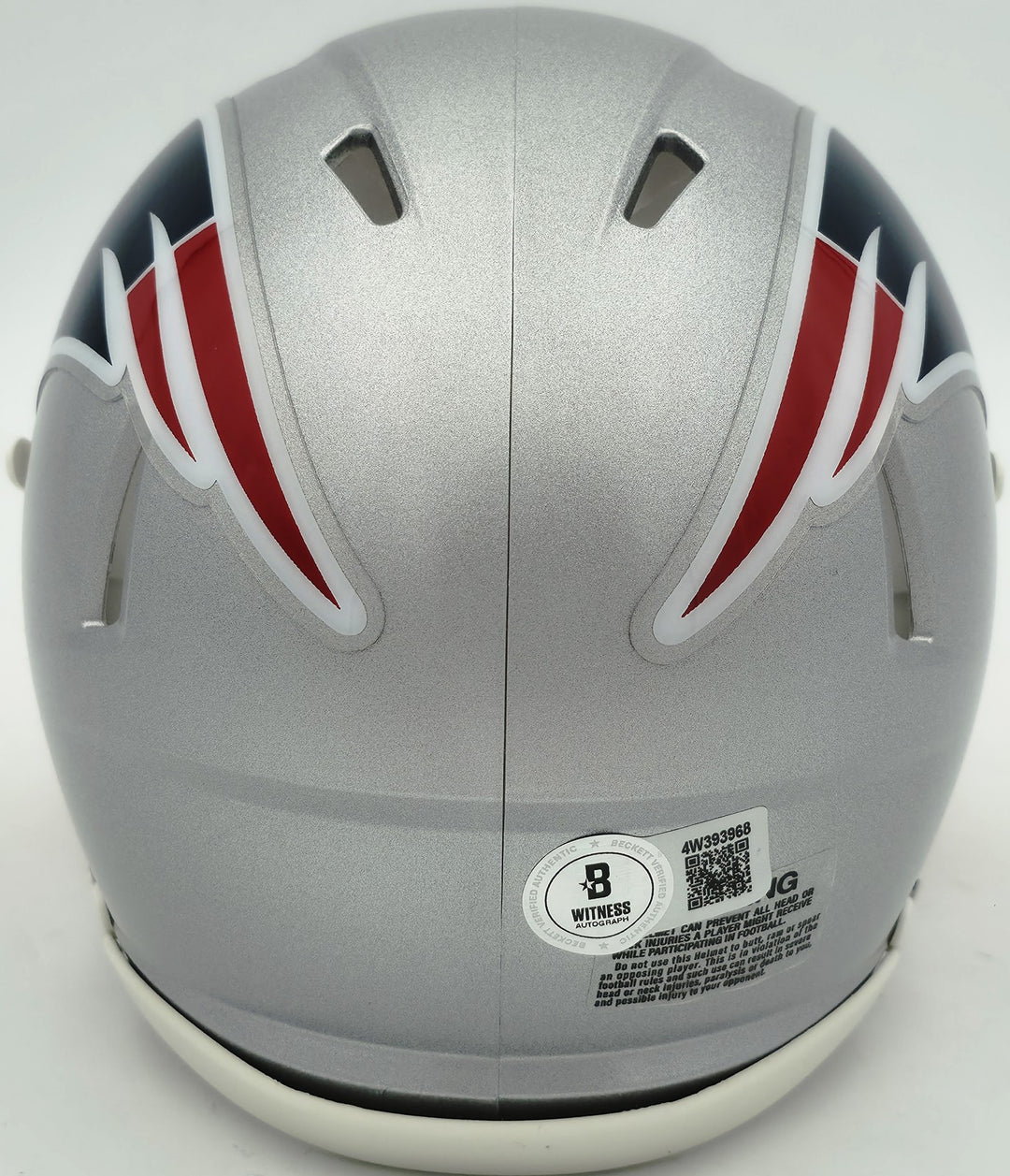 Kayshon Boutte Signed New England Patriots Silver Speed Mini Helmet Beckett Wit