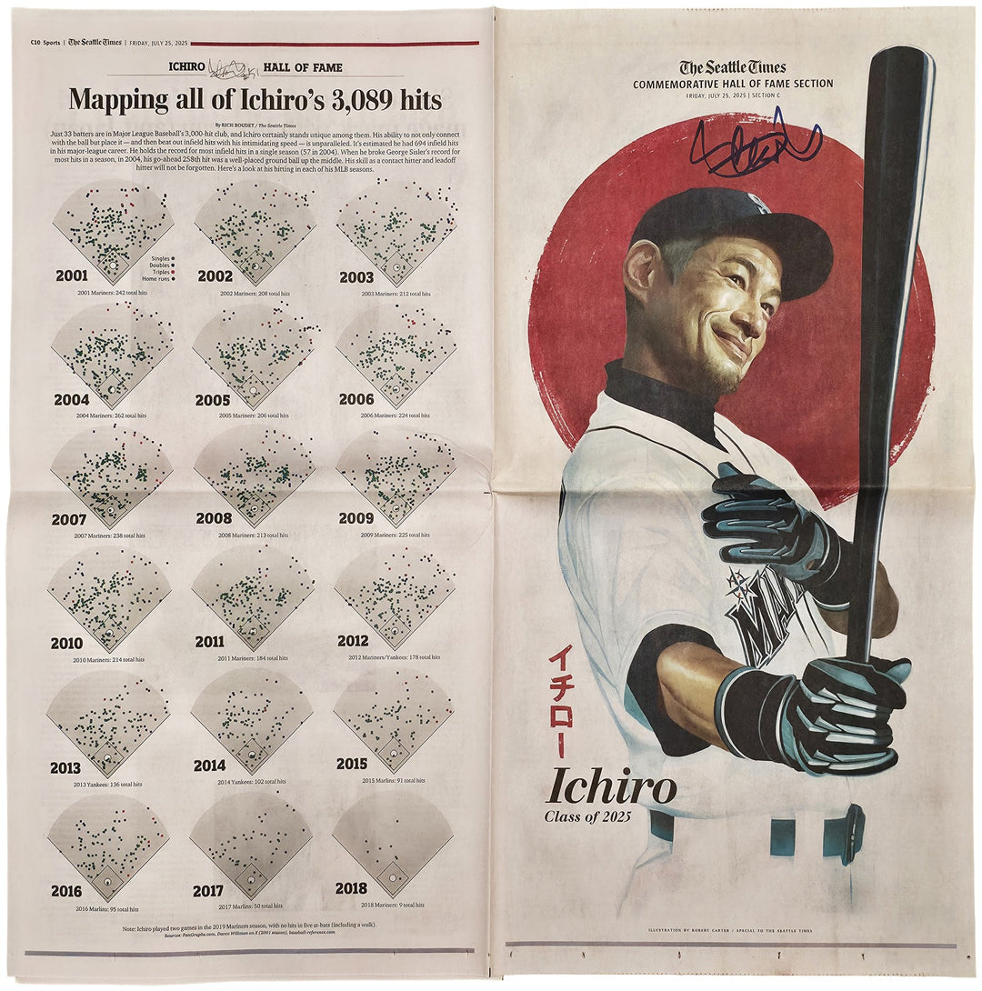 Ichiro Suzuki Signed The Seattle Times HOF Edition Newspaper Mariners Beckett QR
