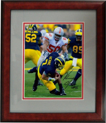 Vernon Gholston signed Ohio State Buckeyes 16x20 Photo Custom Wood Framed