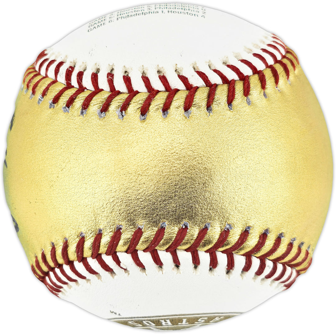 Framber Valdez Auto Off. Gold 2022 WS Logo Baseball Astros Beckett Wit W539261