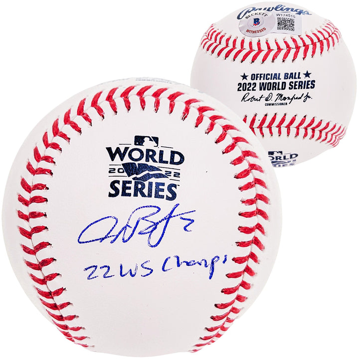 Alex Bregman Auto Official 2022 WS Logo MLB Baseball Astros 22 WS Champs Beckett