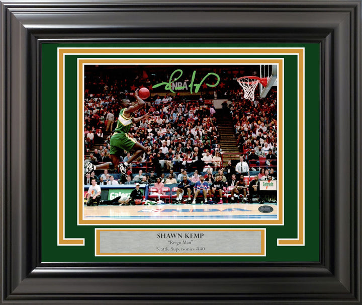Shawn Kemp Auto Framed 8x10 Photo Seattle Supersonics Slam Dunk Contest MCS Holo