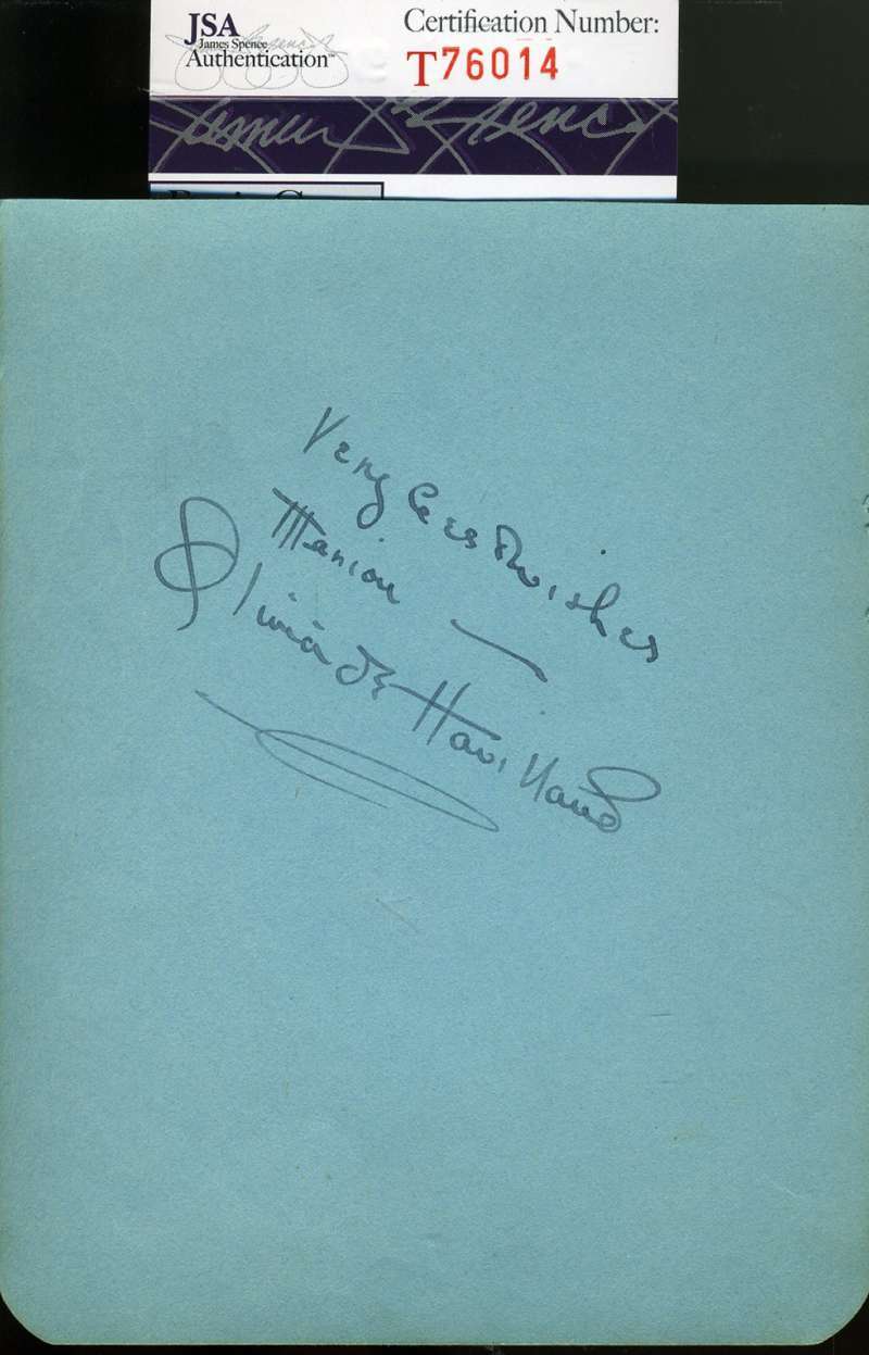 Olivia De Havilland 1940`s Hand Signed Jsa Coa Album Page Autographed Authentic