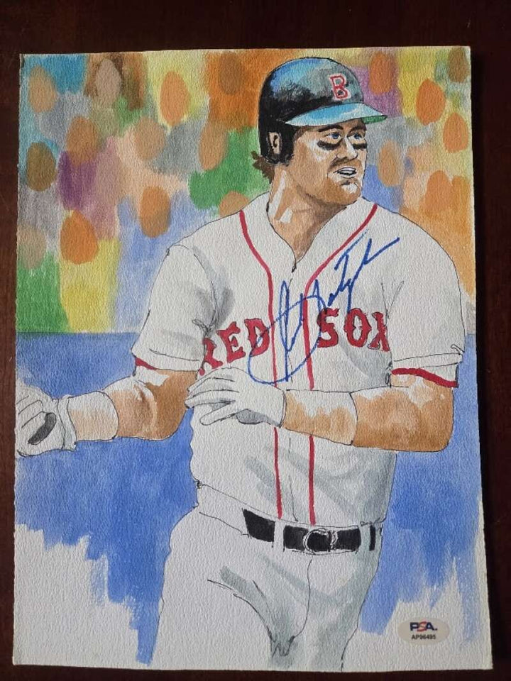 Carl Yastrzemski PSA DNA Signed 9x12 Original Water Color Photo Auto Red Sox