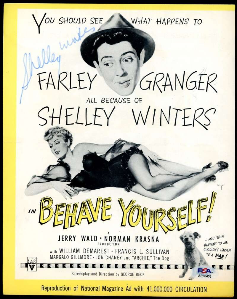 Shelley Winters PSA DNA Coa Signed 8x10 Movie Flyer Photo Autograph