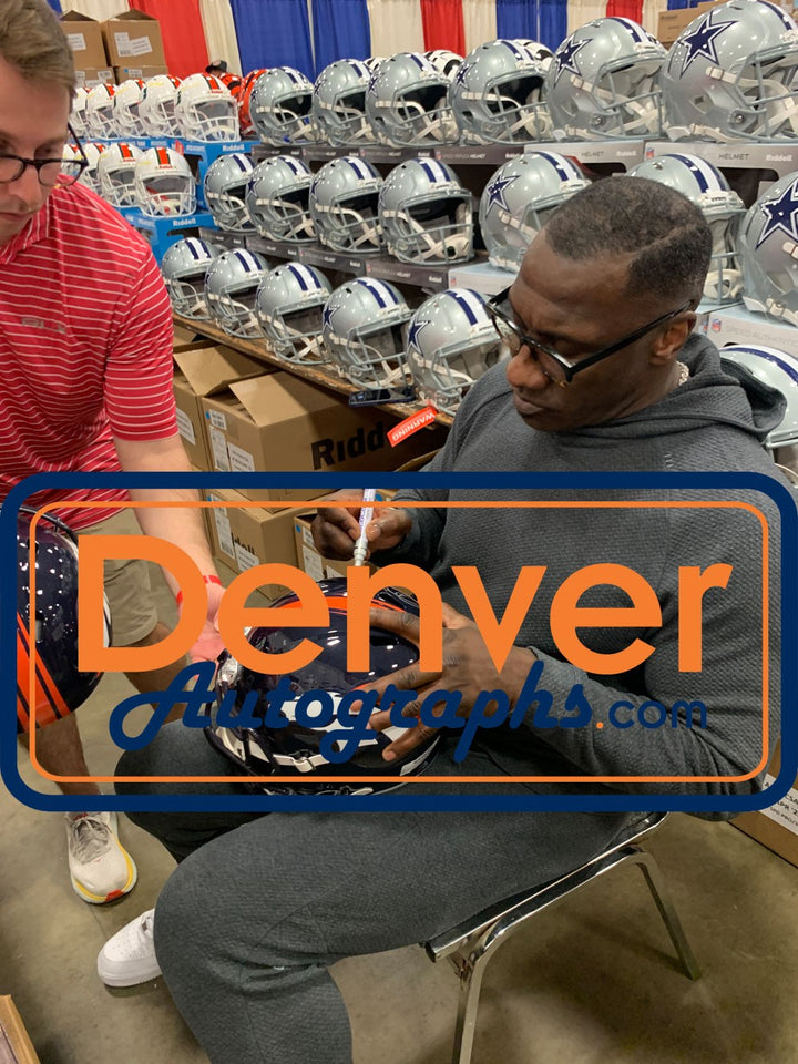 Shannon Sharpe Autographed Denver Broncos F/S TB Helmet Beckett Witness 51163