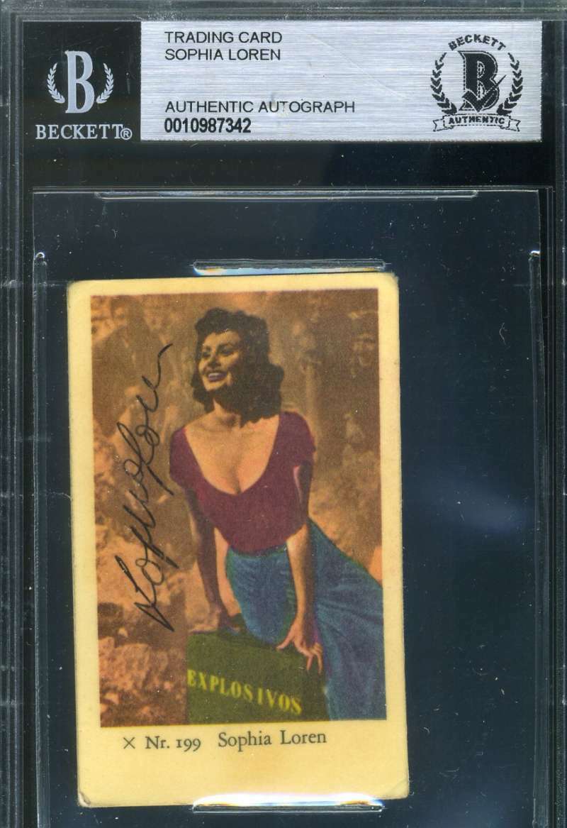 Sophia Loren Bas Beckett Signed 1950`s Dutch Trading Card Autograph