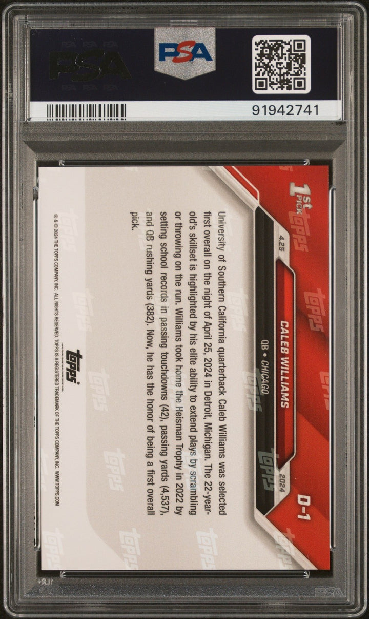 Graded 2024 Topps Now Caleb Williams #D1 Rookie RC Card PSA 10 Gem Mint