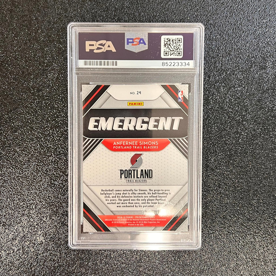 2018-19 Panini Prizm Emergence #24 ANFERNEE SIMONS Signed Card AUTO PSA Slabbed