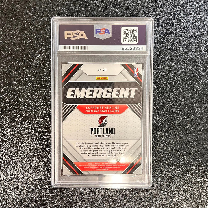 2018-19 Panini Prizm Emergence #24 ANFERNEE SIMONS Signed Card AUTO PSA Slabbed