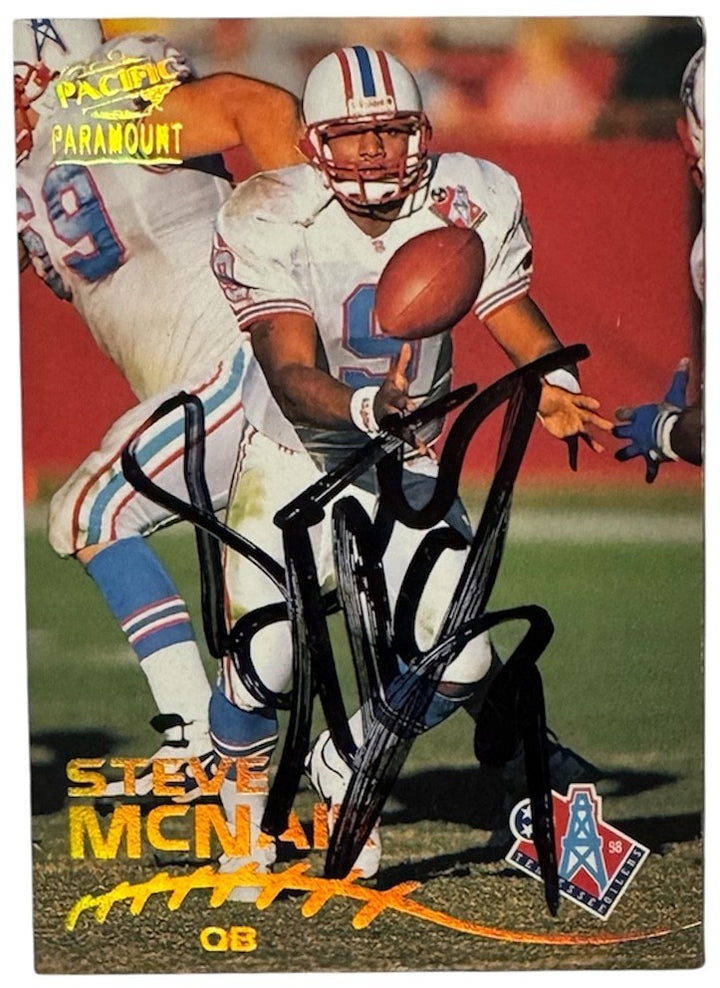 Steve McNair Signed 1998 Tennessee Oilers/Titans  Pacific Paramount Card 238 COA