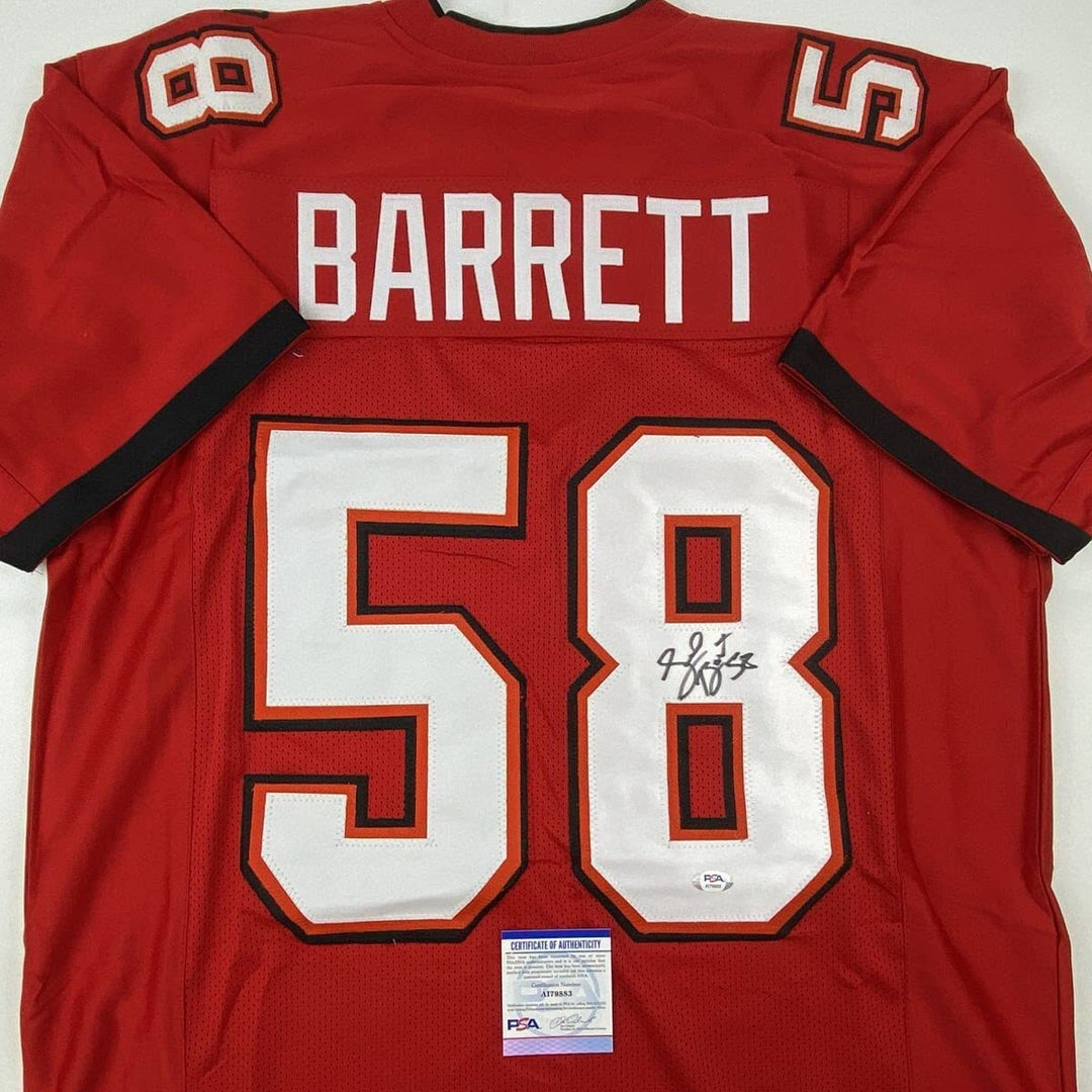 Autographed/Signed SHAQUIL SHAQ BARRETT Tampa Bay Red Football Jersey PSA COA