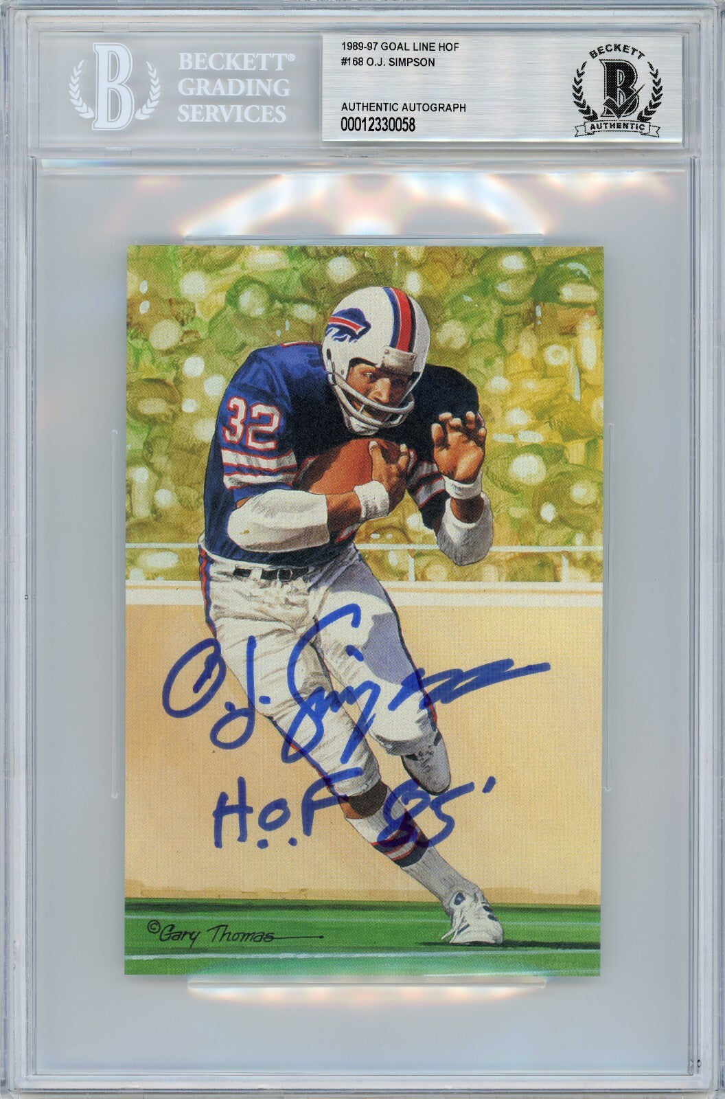 O.J. Simpson Signed Goal Line Art Card Inscribed Beckett GLAC Autograph BAS OJ