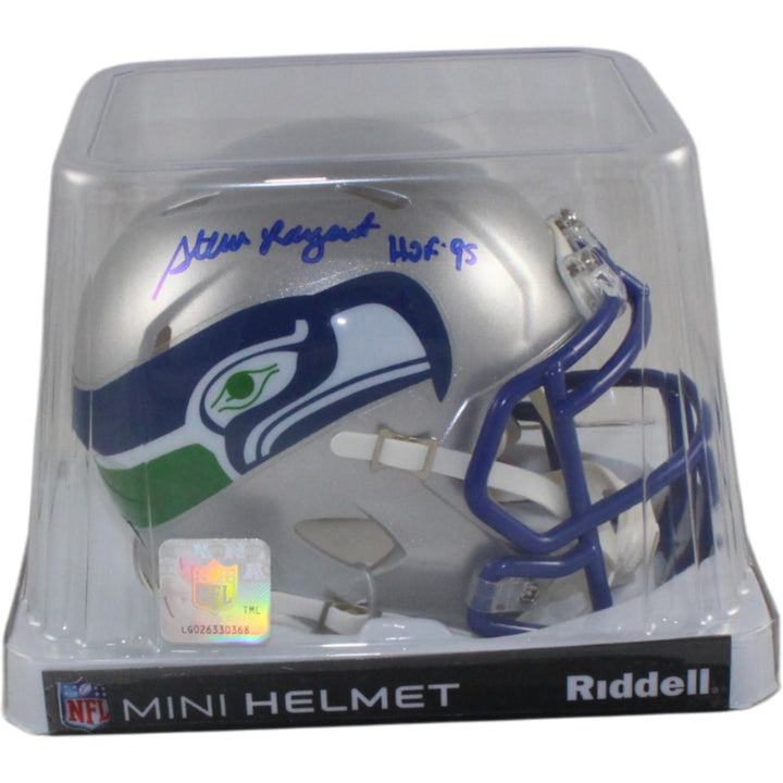 Steve Largent Autographed Seattle Seahawks Mini Helmet HOF Beckett Witness 54756