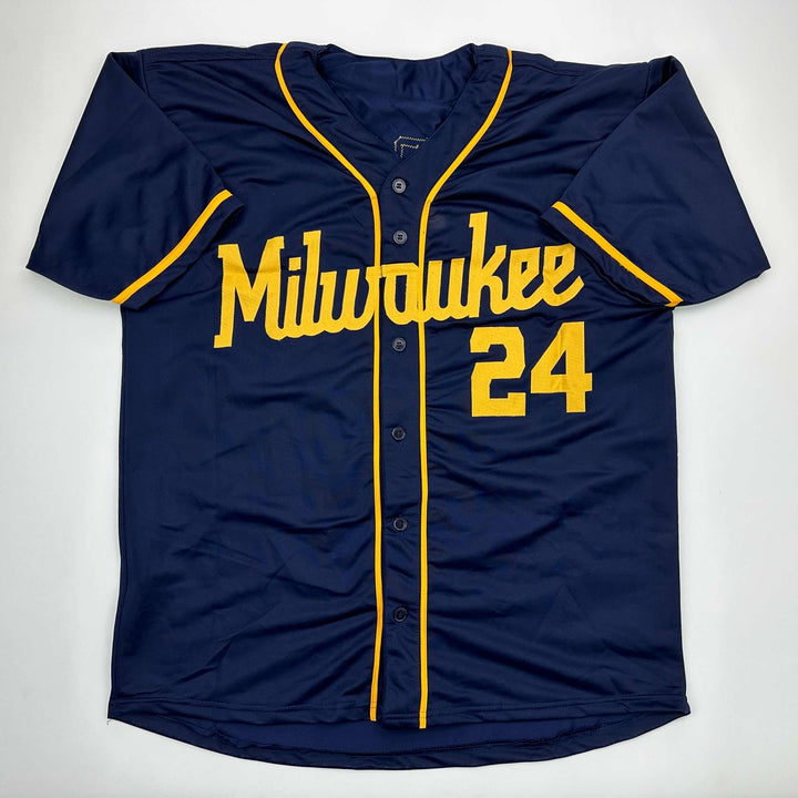Facsimile Autographed William Contreras Milwaukee Blue Reprint Jersey Men's XL