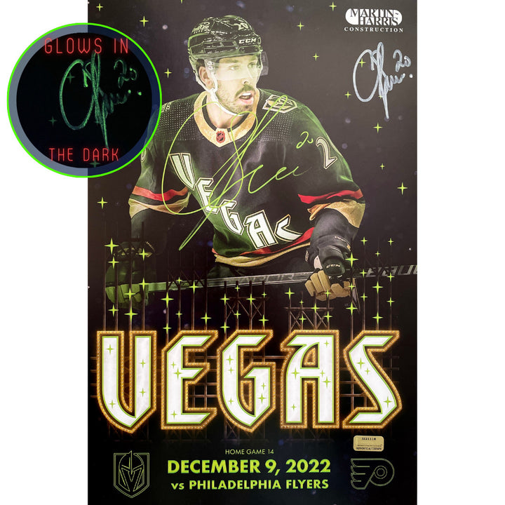 Chandler Stephenson Vegas Golden Knights 12/9/22 Glow Signed 11x17 Poster Photo