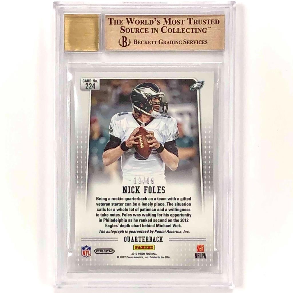 2012 Panini Prizm RC Nick Foles autograph Silver Holo rookie /99 BGS 9.5 Auto 10